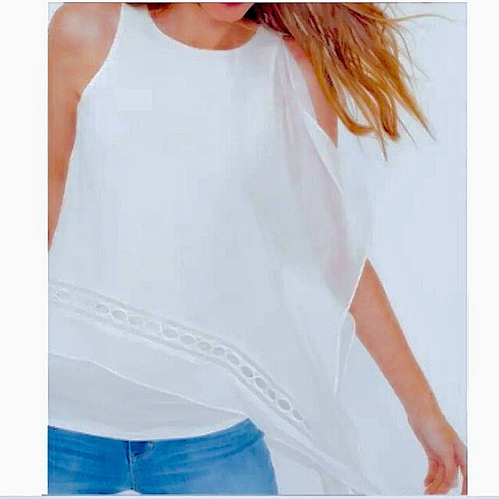 NEW White House Black Market Women’s Asymmetrical White Sleeveless Summer Top